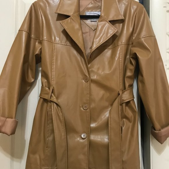 vintage 90s rave tan leather jacket - Picture 2 of 5